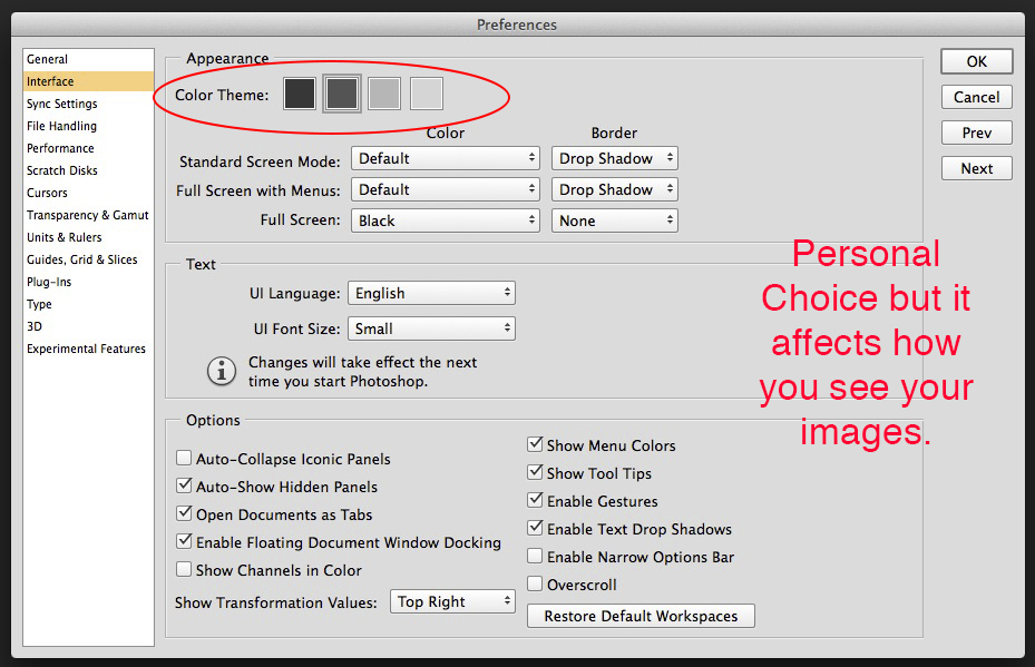 Prefs Interface